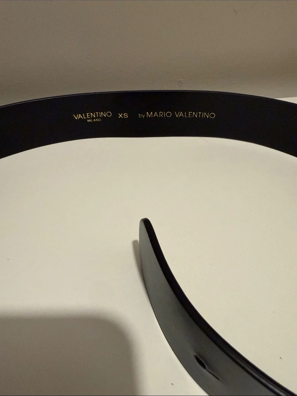 Valentino Black Belt with Gold Round Logo Buckle